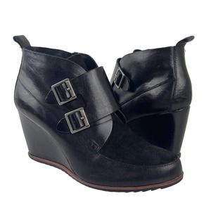 Kork-Ease Black Ankle Boots with Buckle Detail